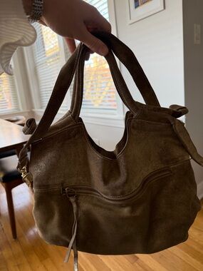 Foley + Corinna Olive Brown Suede Shoulder Bag